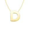 Yours truly block letter initial D necklace in solid 14K yellow gold, view 2