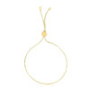 1 mm adjustable lariat heart motif bracelet in solid 14K yellow gold