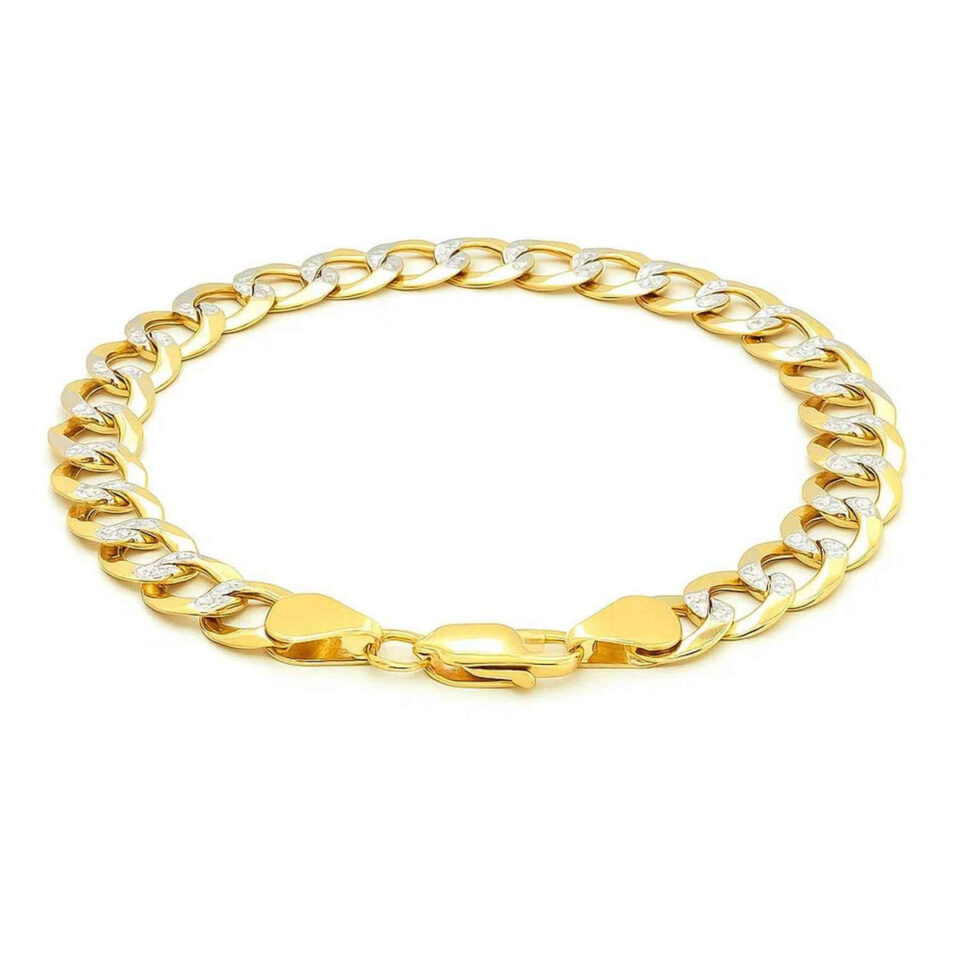 14K Two-Tone Gold Pave Curb Bracelet