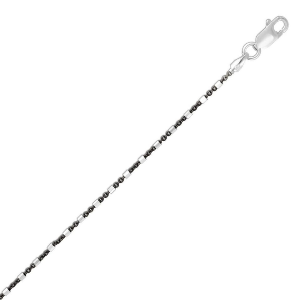 Bead Anklet, Rhodium-Plated Sterling Silver, 2 g