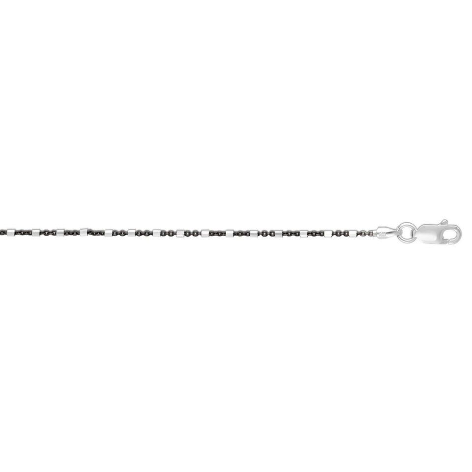 Sterling silver, rhodium plated bead anklet, view 2