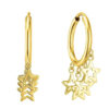 14K Yellow Gold Star Hoop Huggie Earrings