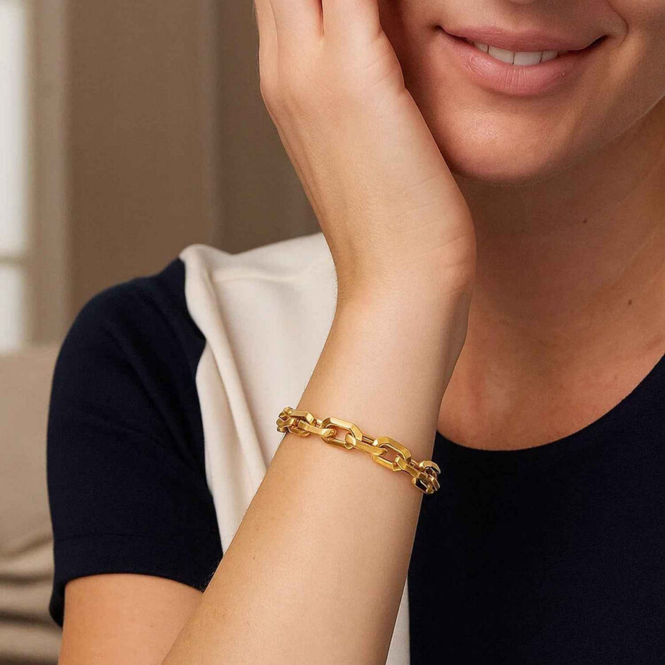 14K Yellow Gold Faceted Octagonal Link Chain