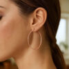 14K Rose Gold Hoop Earrings 2x55mm