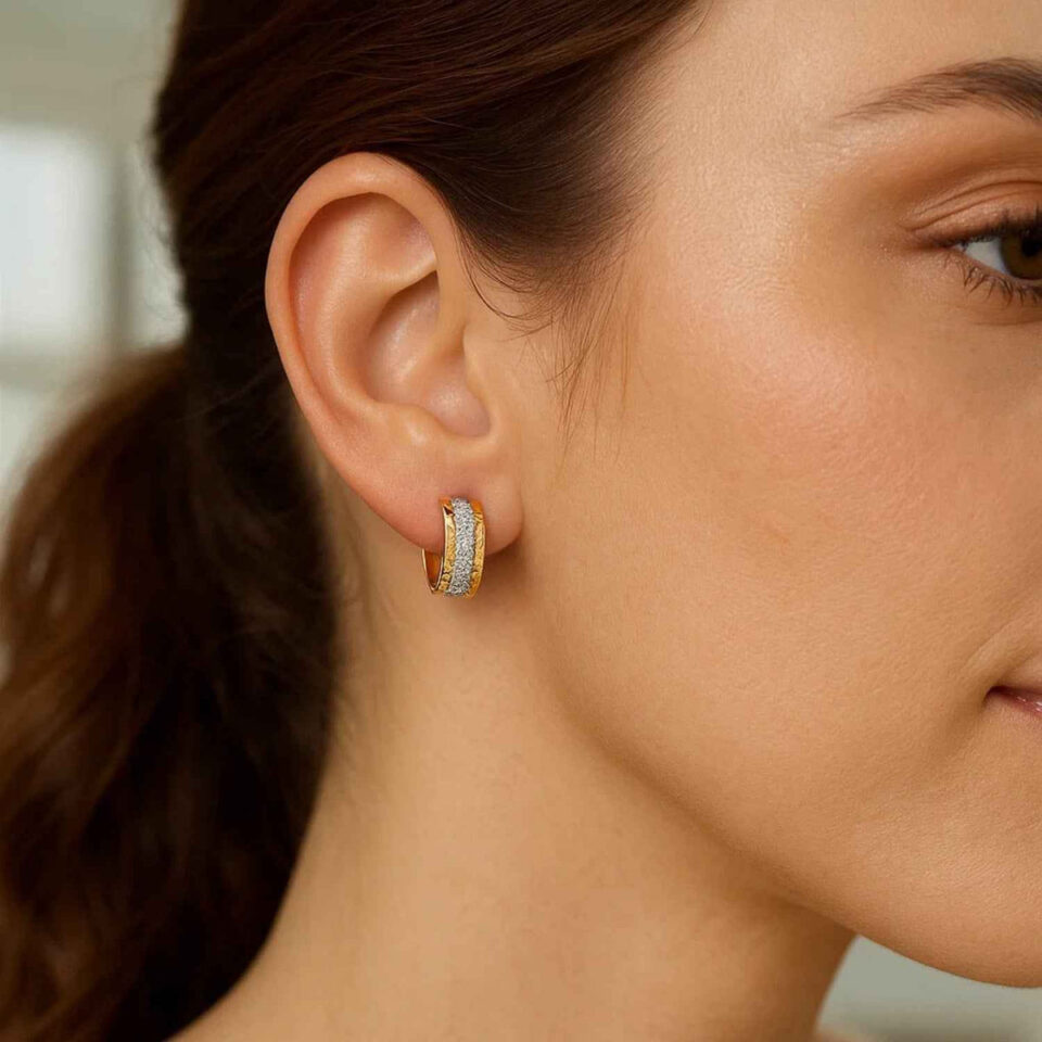 14K Two-Tone Gold Huggie Earrings
