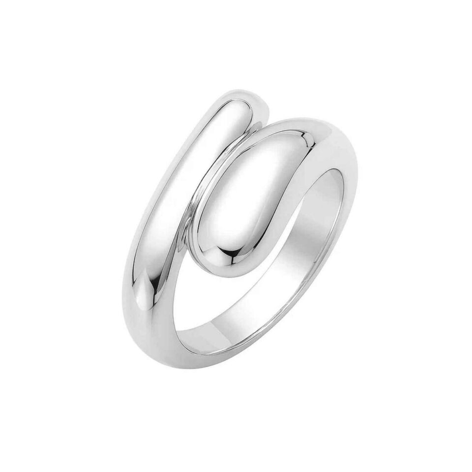 Sterling Silver Rhodium Plated Sculpted Coiled