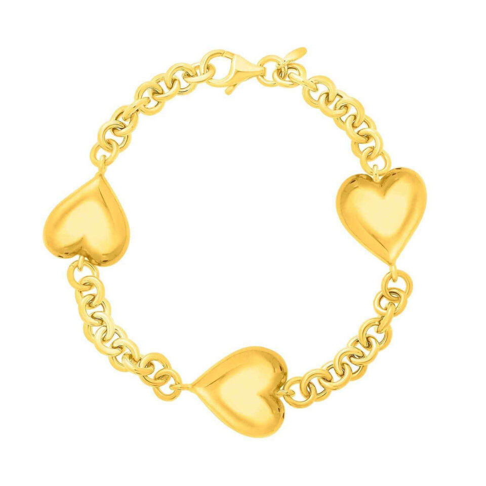 Sterling silver, gold plated heart bracelet, view 2