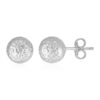 14K White Gold Ball Crystal Cut Texture Earrings, 7 mm