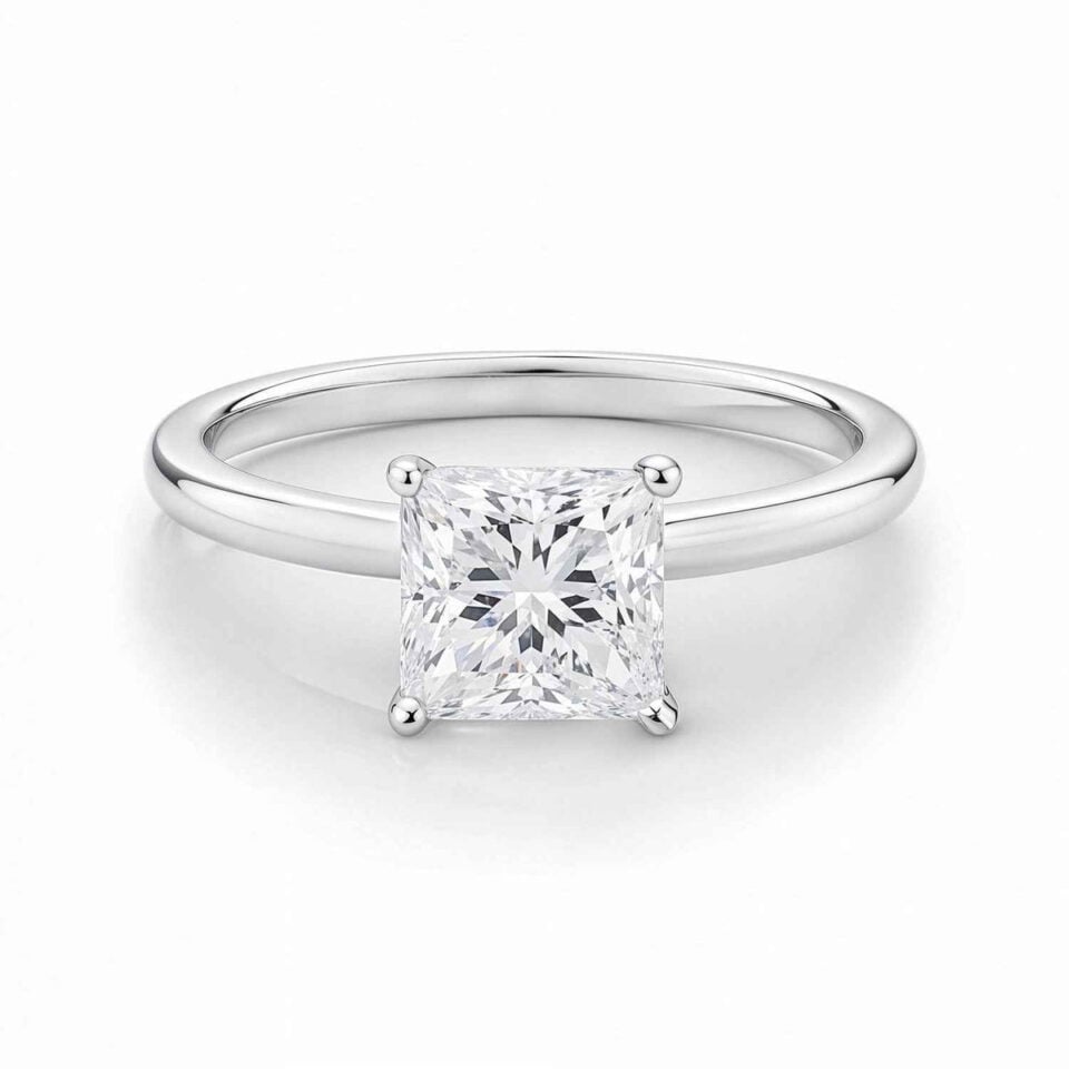 10K White Gold Lab-Grown Diamond Solitaire Princess Ring 1cttw