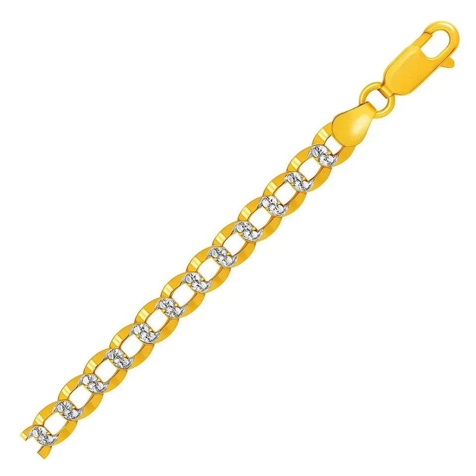 14K Two-Tone Gold Pave Curb Bracelet 5.70mm