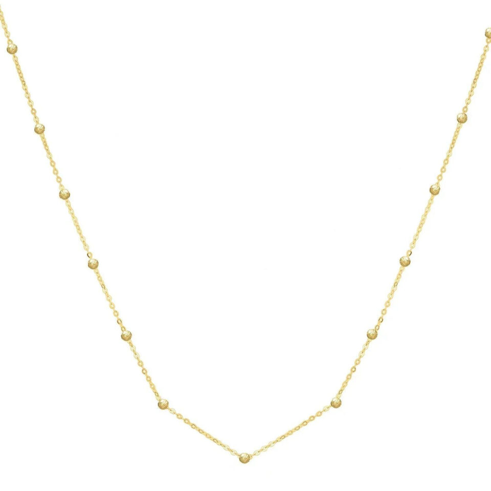 14K Yellow Gold Textured Bead Necklace