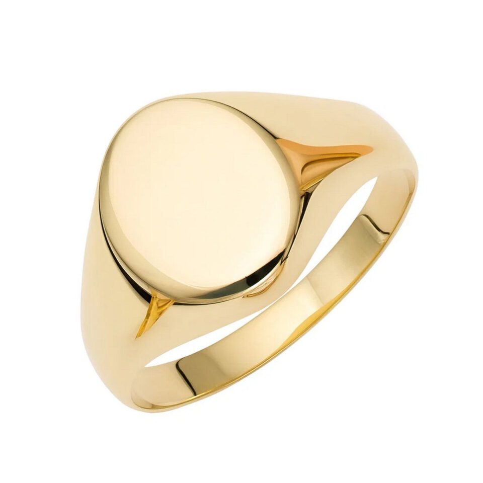 14K Yellow Gold Oval Signet Ring 2g