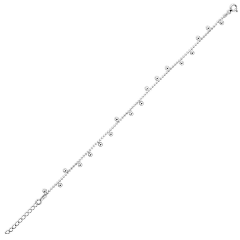 Sterling Silver, Rhodium Plated Drop Bracelet