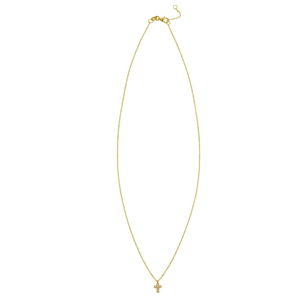 14K Yellow Gold Cross Lab-Grown Diamond Necklace