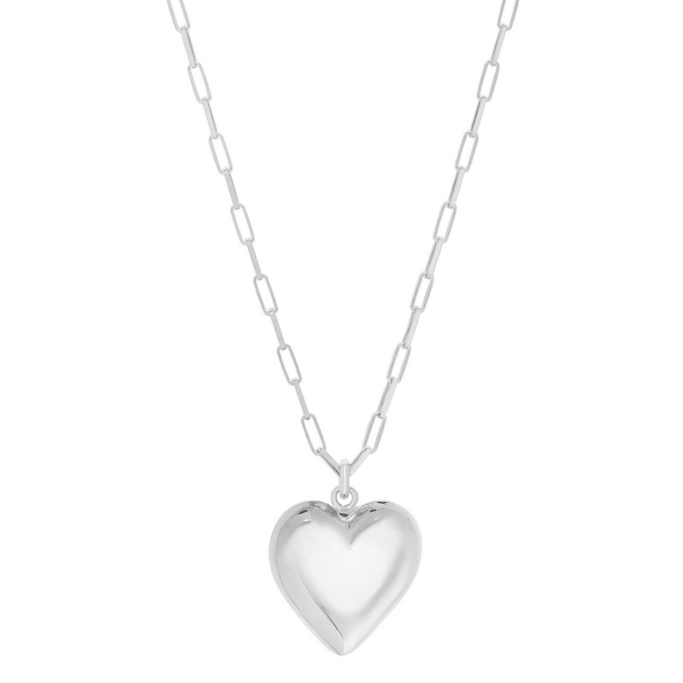 Sterling Silver, Rhodium Plated Heart Pendant