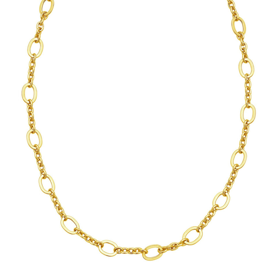 14K Yellow Gold Oval Necklace