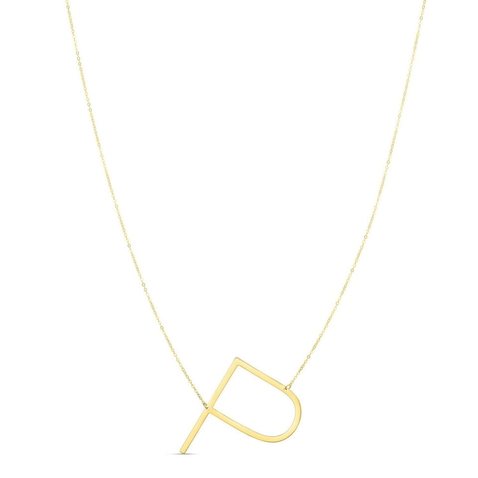 14K Yellow Gold Yours Truly Large Initial P Necklace