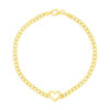 Heart curb bracelet in solid 14K yellow gold