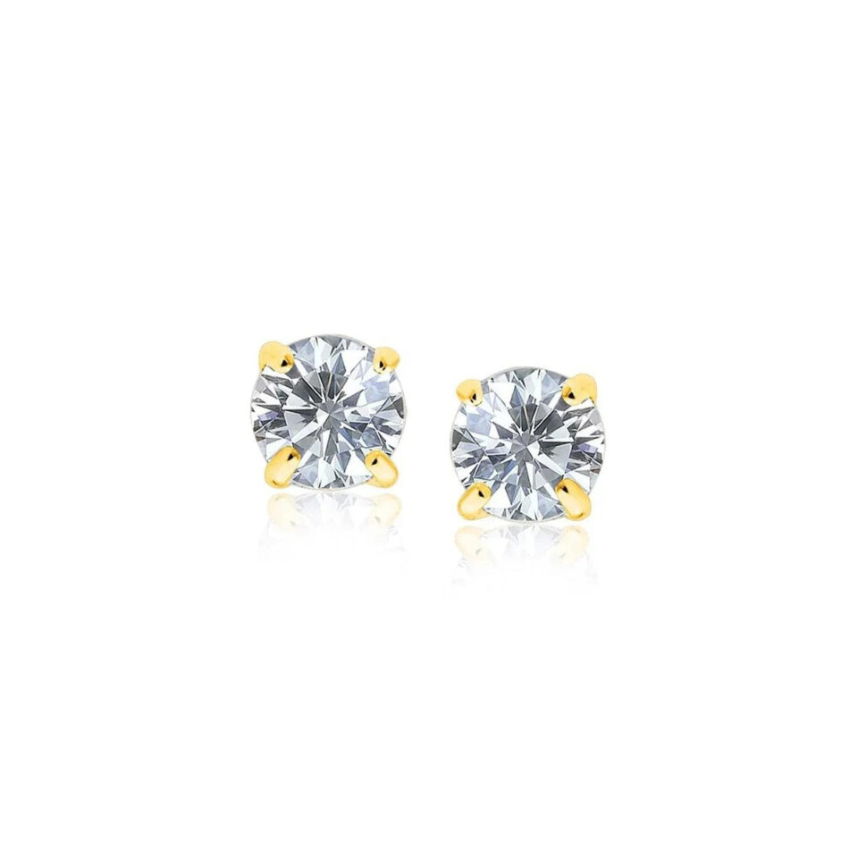 14K Yellow And White Gold Stud Earrings 5mm
