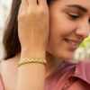 14K Yellow Gold Chevron Link Bangle, 10 mm