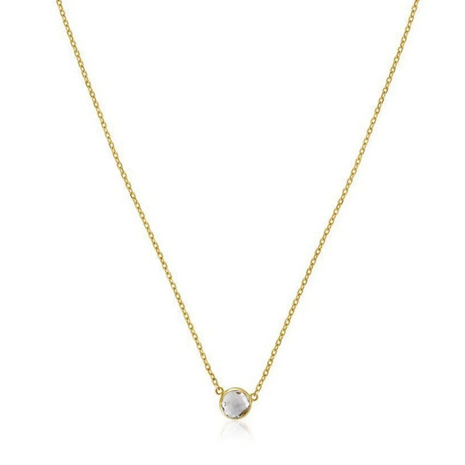 14K Yellow And White Gold Round Topaz Necklace
