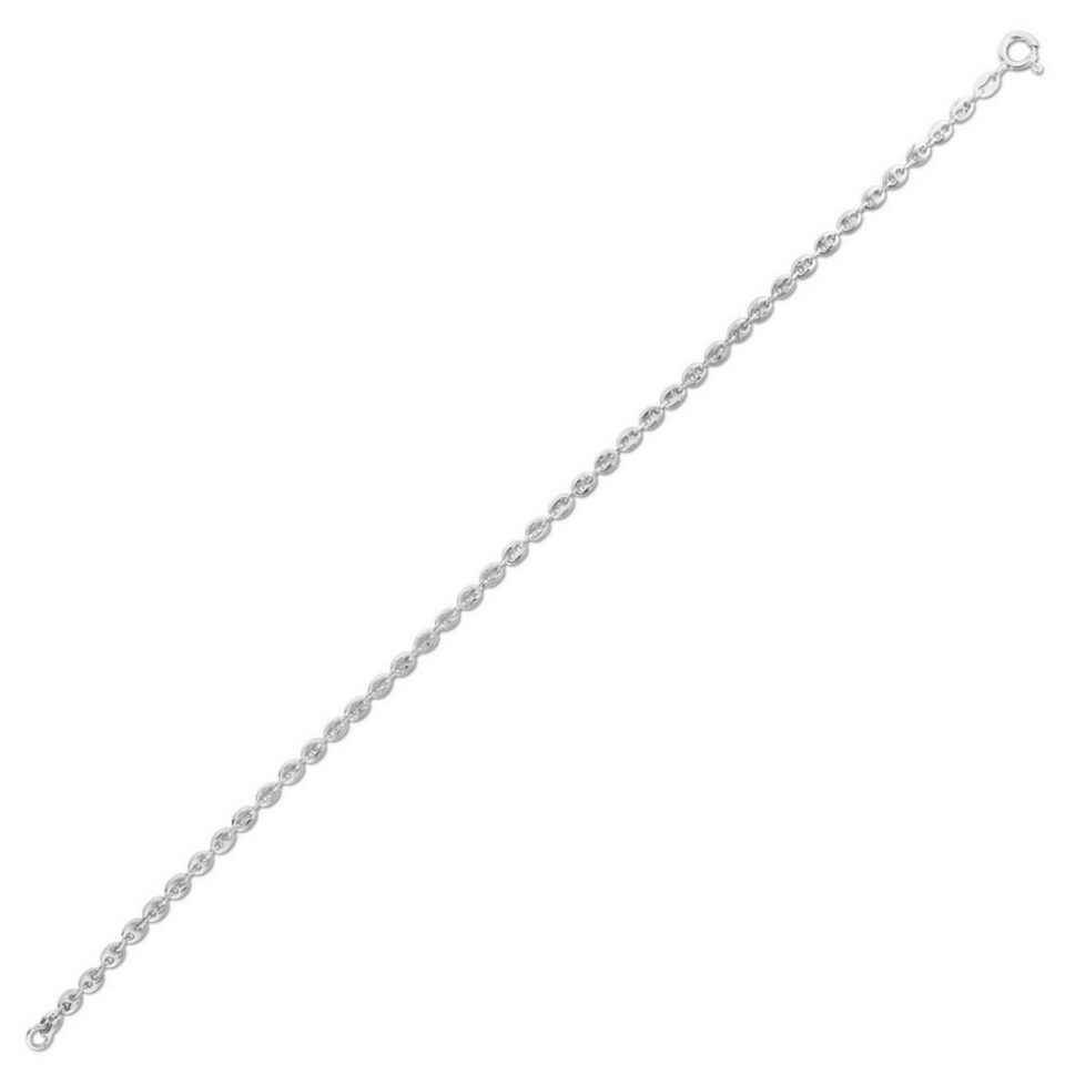 Sterling Silver, Rhodium Plated Mariner Anklet