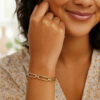 7 mm 7 1/2 inch bombay paperclip chain bracelet in solid 14K yellow gold, view 2