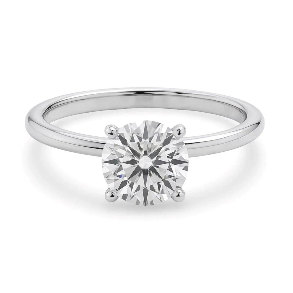 10K White Gold Round Lab-Grown Diamond Ring
