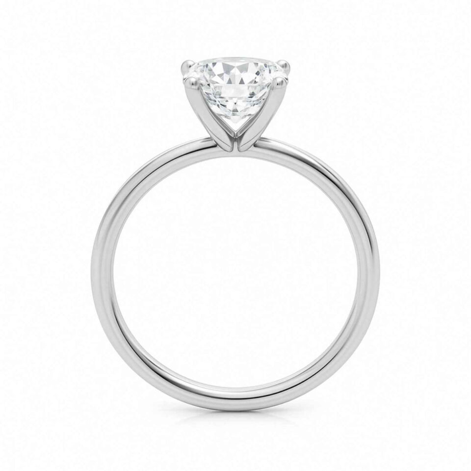 2 ct tw lab-grown diamond solitaire cushion ring in solid 10K white gold, engagement ring, view 4