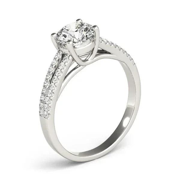 14K White Gold Lab-Grown Diamond Split Shank Round Engagement Ring, 1 1/8 ct tw