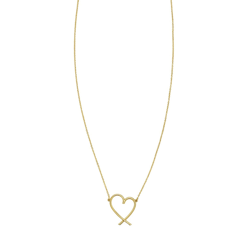 14K Yellow Gold Heart Necklace 2.3g