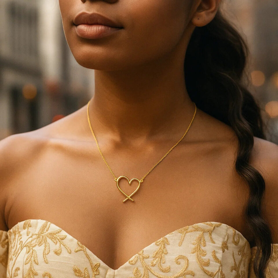 14K Yellow Gold Heart Necklace 2.3g