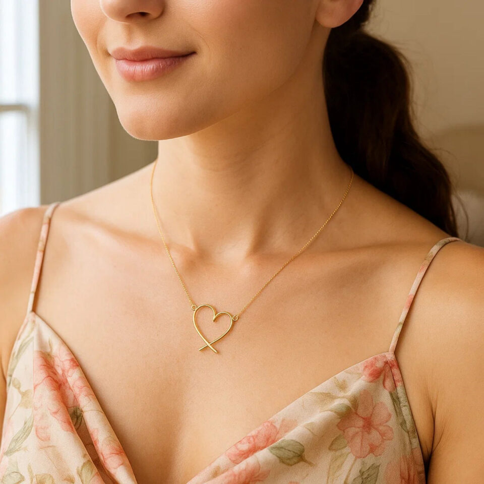 14K Yellow Gold Heart Necklace 2.3g
