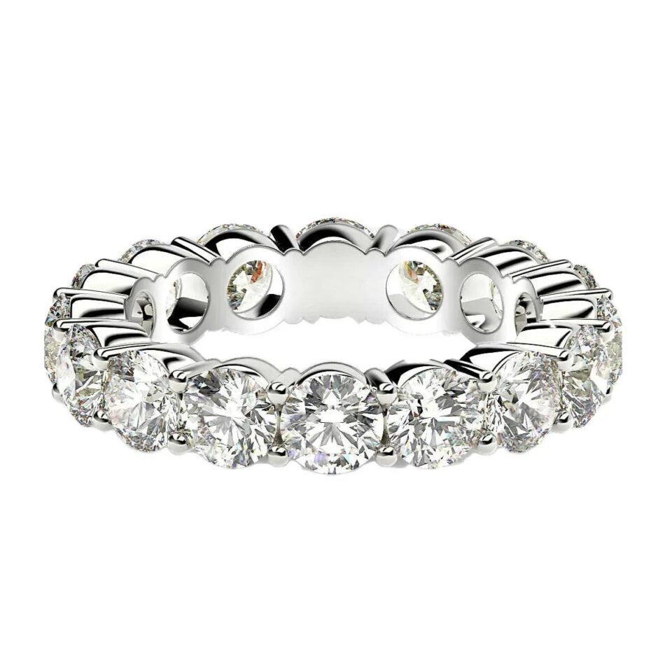 14K White Gold Lab-Grown Diamond Round Eternity Ring 4cttw