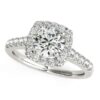 Halo lab-grown diamond 1 1/2 ct tw in solid 14K white gold, engagement ring