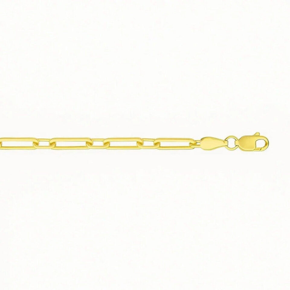 14K Yellow Gold Paperclip Anklet