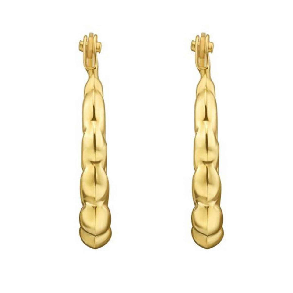 14K Yellow Gold Round Hoop Earrings Back
