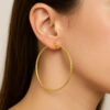 2 × 60 mm large round hoop earrings in solid 14K yellow gold, view 4