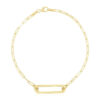 2.1 mm open straight paperclip bracelet in solid 14K yellow gold