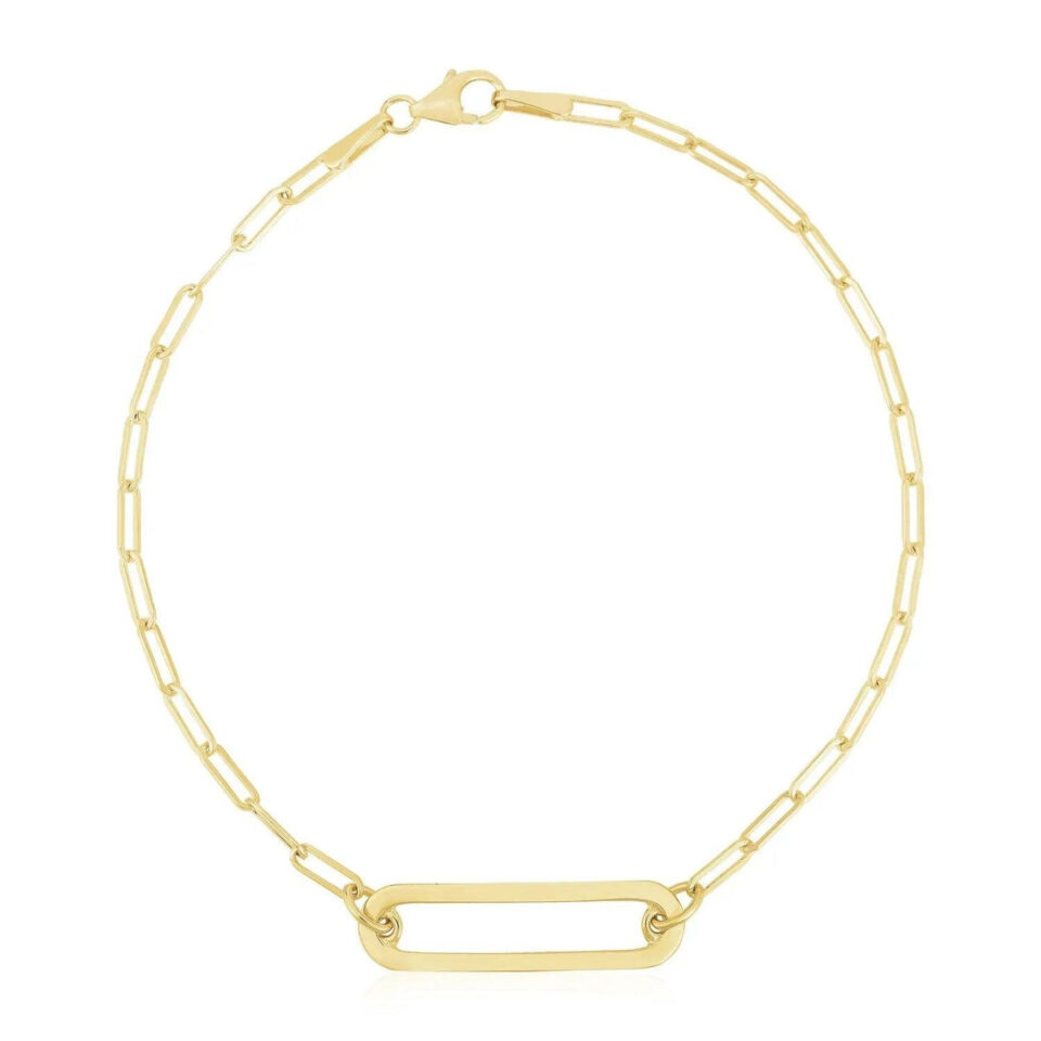 14K Yellow Gold Paperclip Bracelet 2.10mm
