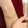 2.1 mm open straight paperclip bracelet in solid 14K yellow gold, view 2