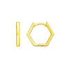 14K Yellow Gold Huggie Earrings Hexagon