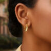 14K Yellow Gold Huggie Earrings Hexagon