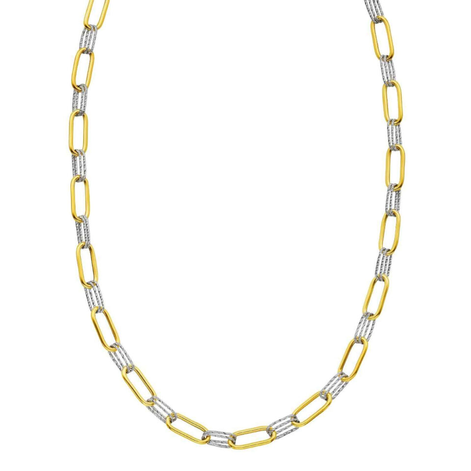 14K Two-Tone Gold Paperclip Necklace