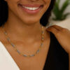 Paperclip necklace in solid 14K two-tone gold, view 3