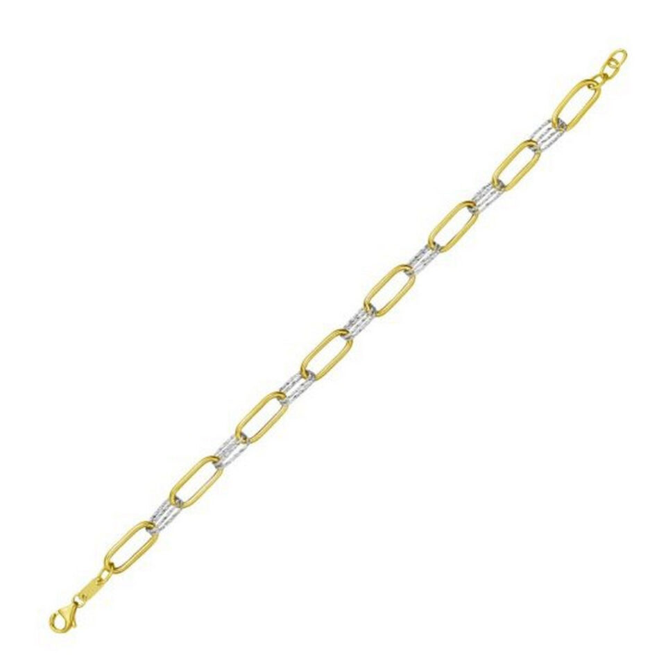 Paperclip necklace in solid 14K two-tone gold, view 4