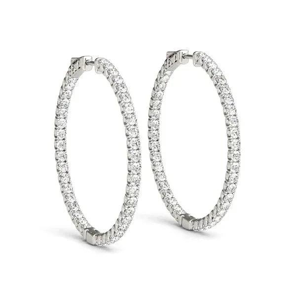 14K White Gold Lab-Grown Diamond Hoop Earrings