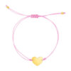 9 1/4 inch pink cord adjustable heart bracelet in solid 14K yellow gold