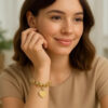 11.40mm heart rolo bracelet in solid 14K yellow gold, view 4