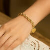 11.40mm heart rolo bracelet in solid 14K yellow gold, view 6
